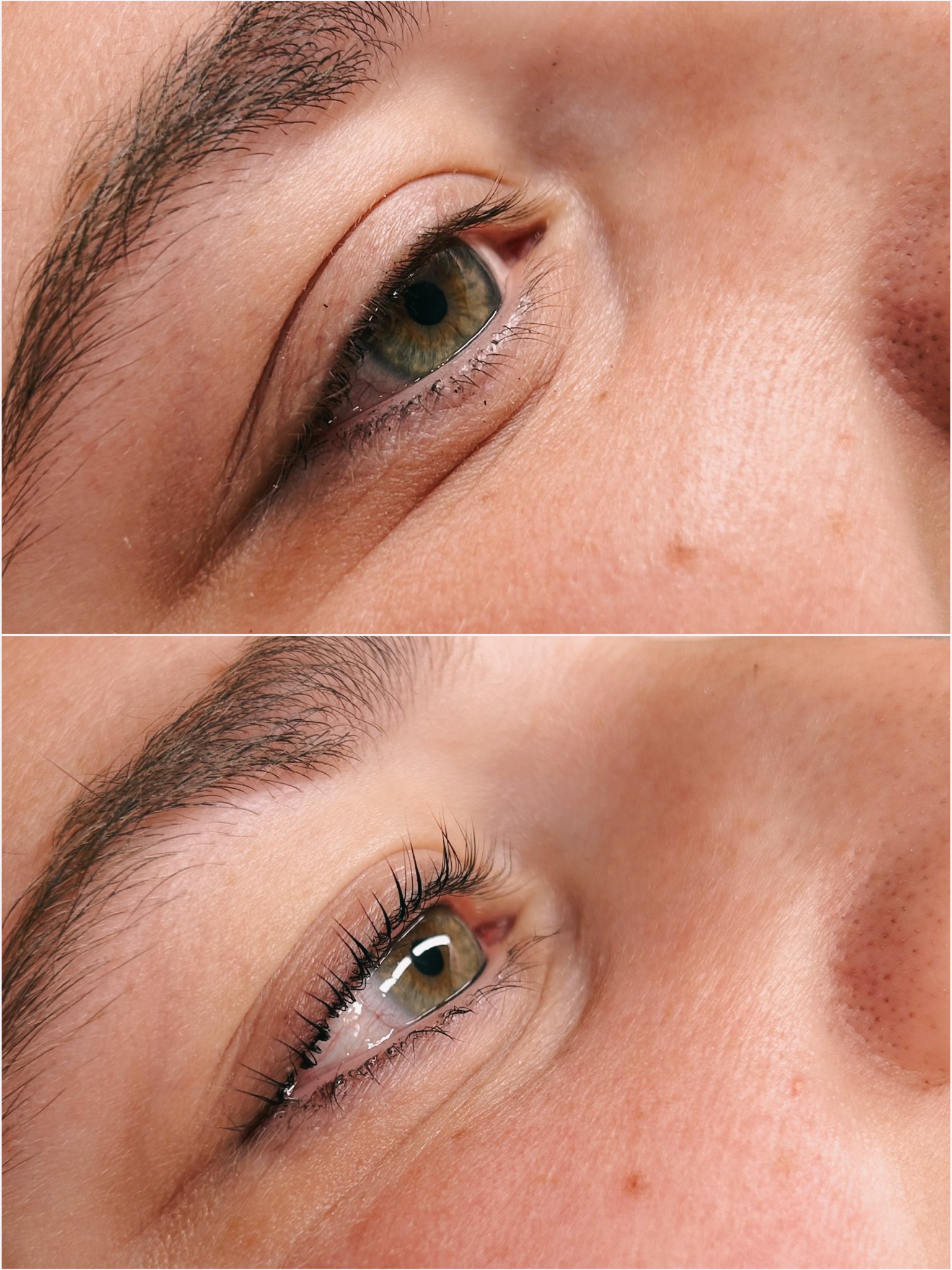 Vorher-Nachher Lashlifting bei SL Cosmetics